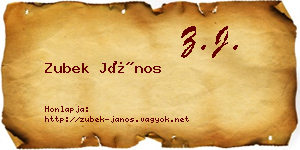 Zubek János névjegykártya