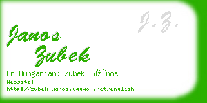 janos zubek business card